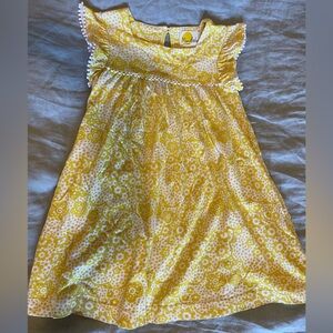 Mini Boden Yellow Square Neck Flutter Sleeve Sundress